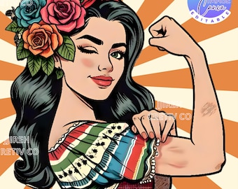 Mexican Power, Latina Power, Strong Mexican Woman, Feminist Image, Mexican Pride Image, Latin Image, Mexicana JPG and PNG Format 2 Files