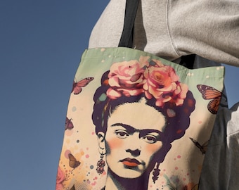 Mexican Frida Khalo Canvas Tote Bag, Mexican Women Shopping Bag, Christmas Gift for her, Mexican Pride Tote Bag, Regalo para mujer