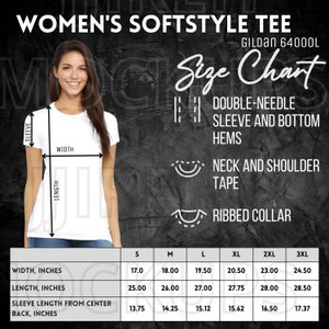 Gildan 64000L Size Chart , Women's Soft style Tee Gildan 64000L Size Chart, Women's Softstyle T-Shirt Size Guide