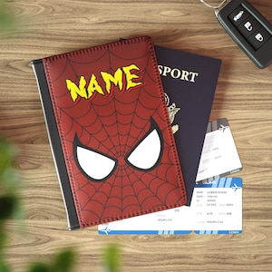 Aangepaste naam superheldenpaspoortomslag 3,9 x 5,8 inch, superheld Funda pasaporte nombre personalizado, aangepaste naam kinderpaspoortomslag