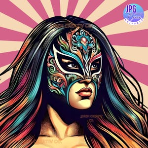 Luchador, Wrestler, Lucha Libre Imagen , Feminist Woman Power, Luchador Digital Art, Retro Luchador, Vintage Mujer Luchadora Mexicana