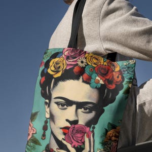 Mexican Frida Khalo Canvas Tote Bag, Mexican Women Tote Bag, Christmas Gift for her, Mexican Pride Tote Bag, Regalo para mujerTote Bag