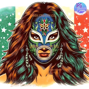 Luchador, Wrestler, Lucha Libre Imagen , Feminist Woman Power, Luchador Digital Art, Retro Luchador, Vintage Mujer Luchadora Mexicana