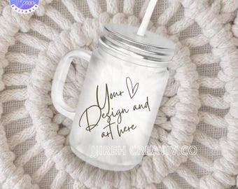 Mason Frosted Glass Jar Mockup, Printify Mason Jar Mockup, Mason Glass Jar Mockup, Mason Jar Mockup, Frosted Jar Zomerthema Mockup