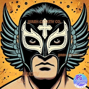 Luchador, Wrestler, Lucha Libre Bildn, Vintage Mascara Luchador, Luchador Digital Art, Retro Luchador Bild JPG und PNG 2 Formate