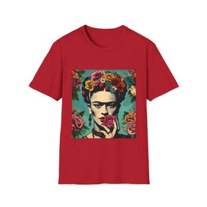 Mexican Frida Khalo Shirt, Mexican Women T-shirt, Christmas Gift for her, Mexican Pride Shirt, Camiseta Mexicana, Regalo para Mujer Cherry Red