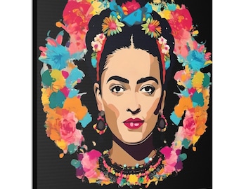 Frida khalo Modern Colorful Canvas Wall Art, Aesthetic Frida Mexican Woman Wall Decor, Frida Khalo Canvas Artwork for Home or Business