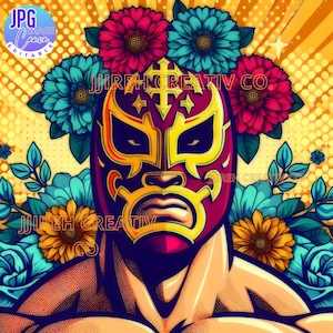 Luchador, Wrestler, Lucha Libre Bildn, Vintage Mascara Luchador, Luchador Digital Art, Retro Luchador Bild JPG und PNG 2 Formate