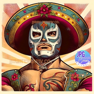 Luchador, Wrestler, Lucha Libre Imagen , Vintage Mascara Luchador, Luchador Digital Art, Retro Luchador Image JPG