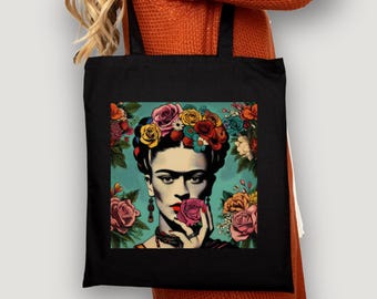 Mexican Frida Khalo Canvas Tote Bag, Mexican Women Canvas Tote Bag, Christmas Gift for her, Mexican Pride Tote Bag, Regalo para mujer