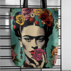 Mexican Frida Khalo Canvas Tote Bag, Mexican Women Shopping Bag, Christmas Gift for her, Mexican Pride Tote Bag, Regalo para mujer