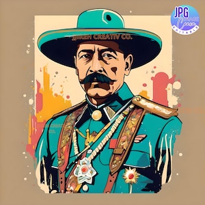 Pancho Villa, Revolucion Mexicana Imagen , Comic Francisco Villa, Francisco Villa Digital Art Watercolor Image JPG And PNG Format 2 Files