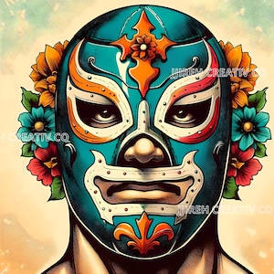 Luchador, Wrestler, Lucha Libre Imagen , Vintage Mascara Luchador, Luchador Digital Art, Retro Luchador Image JPG and PNG 2 Formats