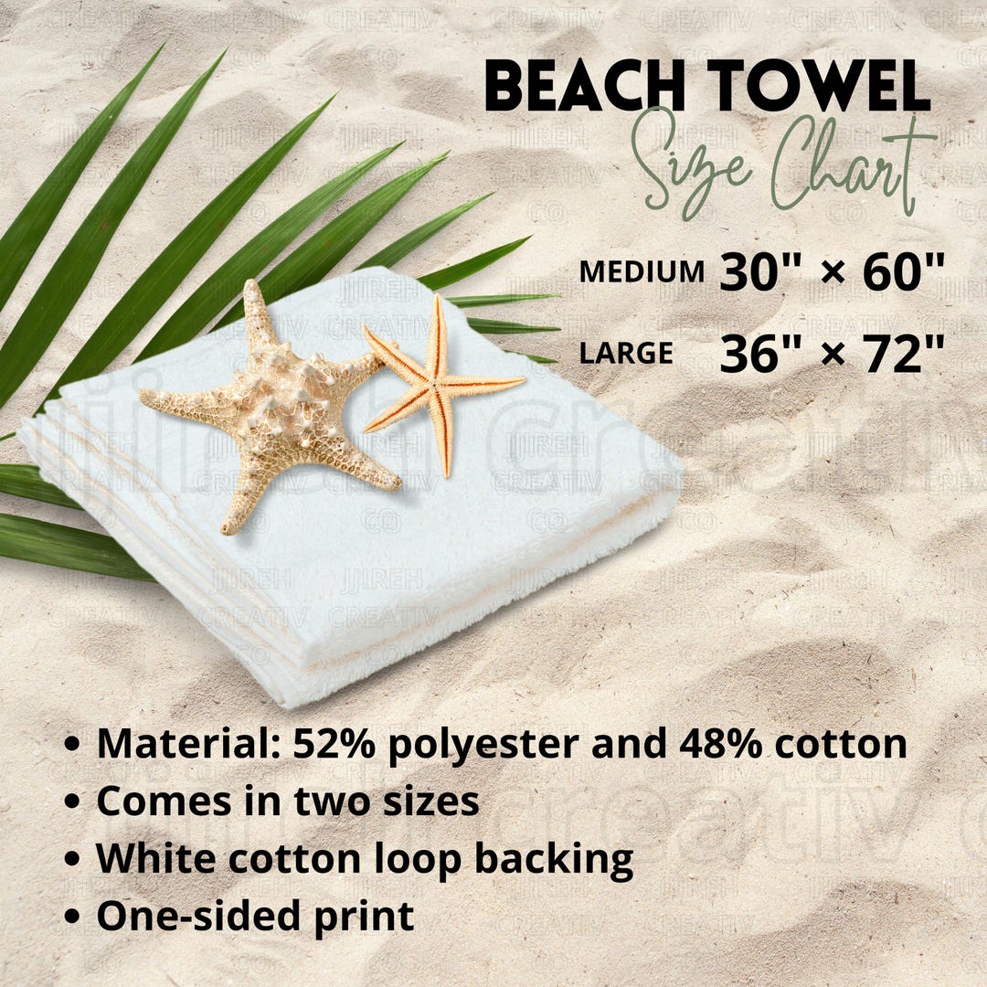 Beach Towel Size Chart, Beach Towel Key Features, Towel Size Chart ...