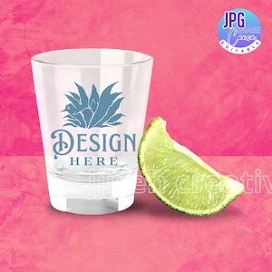 Shot Glass, 1.5oz Mockup, Printify Shot Glass, 1.5 oz Mockup, Shot Glass, 1.5 oz Summer Theme Mockup, Blank Shot Glass Close Up Mockup
