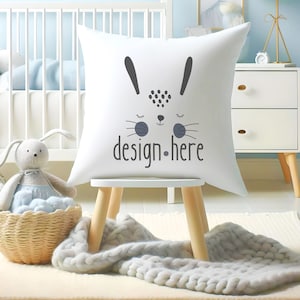 White Square Pillow Mockup, Throw Pillow Boho Mock-up, Nursery Pillow Mockup, Children Throw pillow mockup, Printify Pillow Mockup