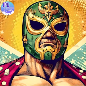Luchador, Wrestler, Lucha Libre Bildn, Vintage Mascara Luchador, Luchador Digital Art, Retro Luchador Bild JPG und PNG Format 2 Dateien