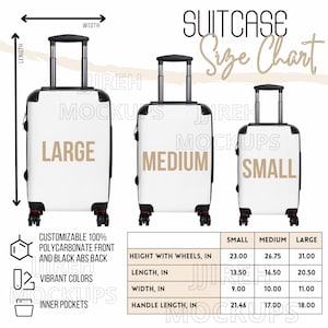 Suitcase Size Chart, Printify&#39;s Suitcase Size Chart,  POD Suitcase Size Chart, Suitcase Size Guide, Suitcase sizing chart