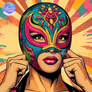 Luchador, Wrestler, Lucha Libre Imagen , Feminist Woman Power, Luchador Digital Art, Retro Luchador, Vintage Mujer Luchadora Mexicana