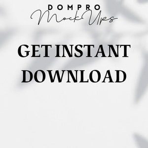 Op de afbeelding: Witte achtergrond met de tekst "DOMPRO MockUps" in zwarte cursieve schrijfwijze. Onder de tekst staat de zin "GET INSTANT DOWNLOAD" in zwarte vetgedrukte letters.