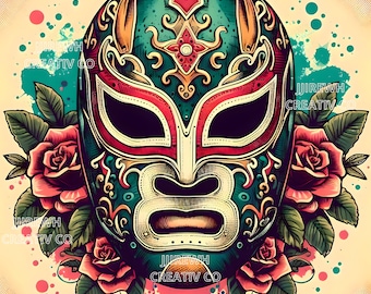 Luchador, lottatore, immagine Lucha Libre, Luchador mascara vintage, arte digitale Luchador, immagine Luchador retrò JPG