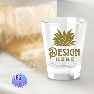 Shot Glass, 1.5oz Mockup, Printify Shot Glass, 1.5 oz Mockup, Shot Glass, 1.5 oz , Blank Shot Glass Close Up Mockup, JPG Image