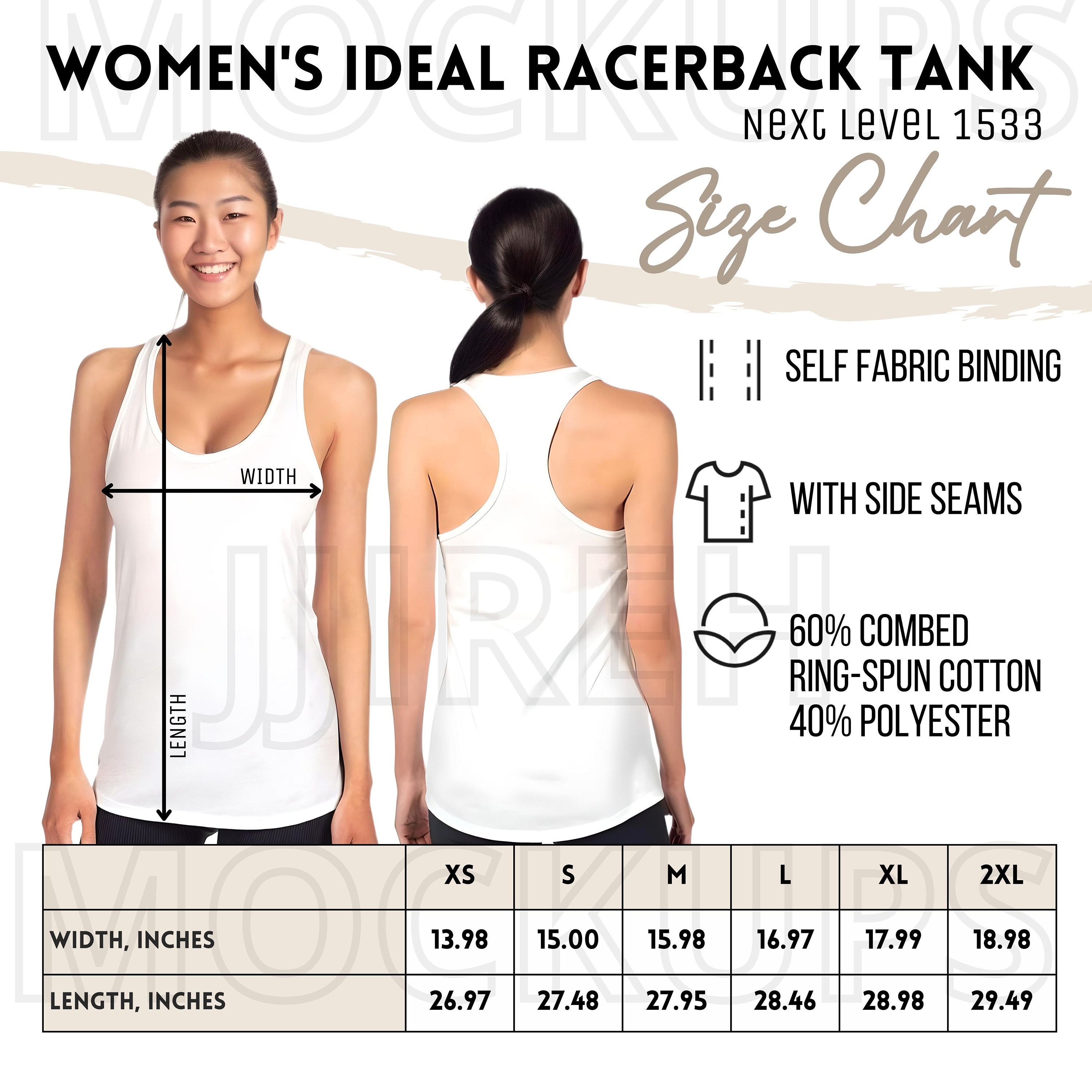 Tank Top Size Chart, Women's Ideal Racerback Tank Top Size