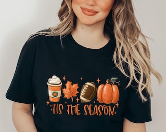 Herbst Shirt, Tis The Saison Herbst Shirt, Kaffee Shirt, Kaffee-Liebhaber Shirt, Herbst Shirt, Kürbis Latte T-Shirt, Thanksgiving, Kürbis-Gewürz-Shirt