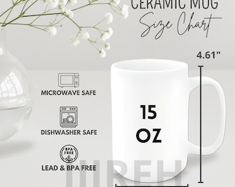 Coffee Mug Tumbler 15oz Size Chart I Coffee Mug Tumbler Size Guide and Key  Features I Coffee Mug Size Chart I Coffee Mug Tumbler 15oz - Etsy