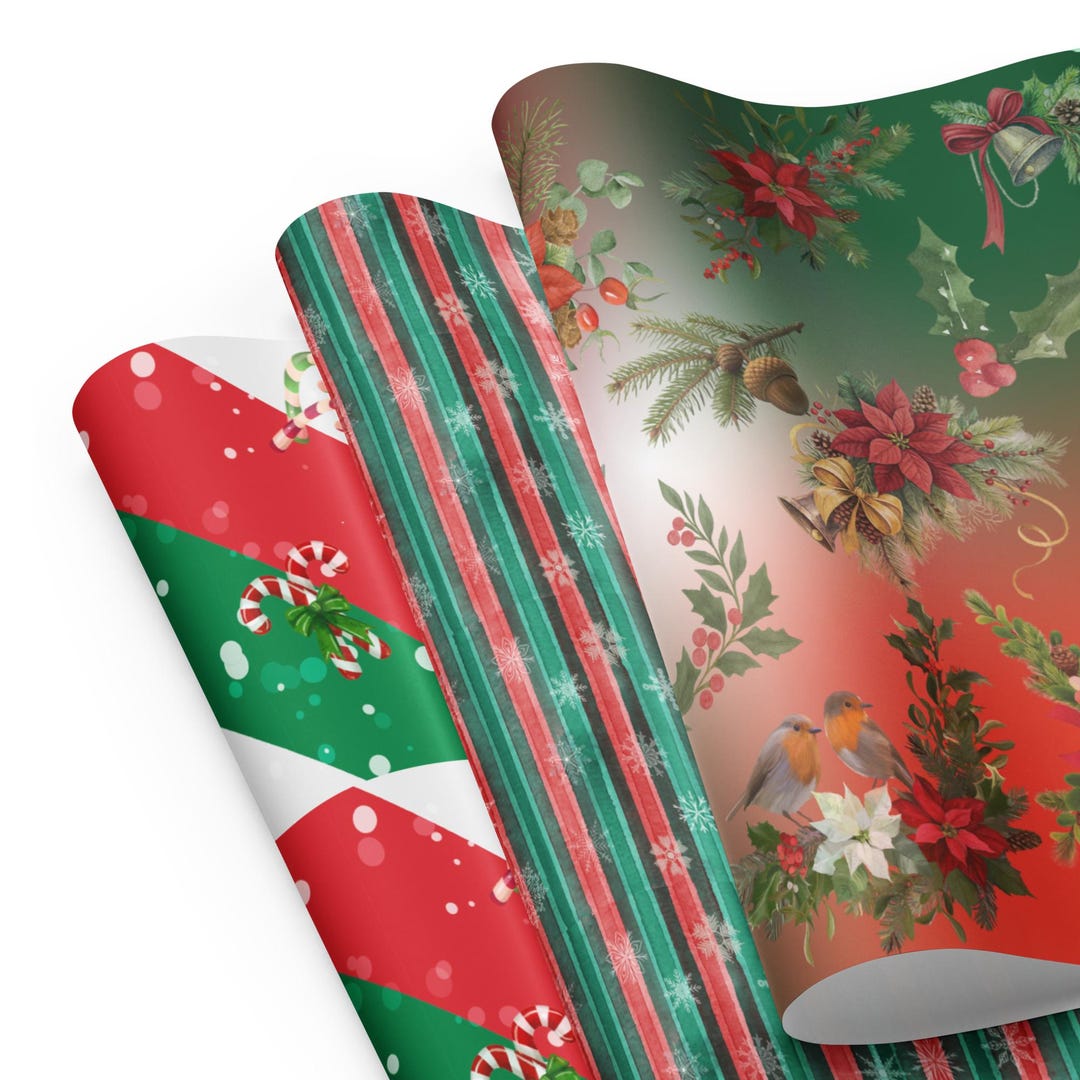 Christmas Wrapping Paper Sheets Decorative Holiday Paper Set Festive ...