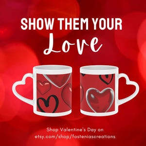 Heart Shaped Handle Mug, Heart Handle Mug, Valentine Handle Mug, Romantic Heart Mug, Love Themed Mug, Romantic Coffee Mug, Red Heart Mug