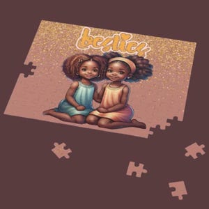 Black Girl Magic Jigsaw Puzzle, Bestie Friendship Interlocking Gift, African American Inspirational Game, BFF Young Girls Bonding Activity