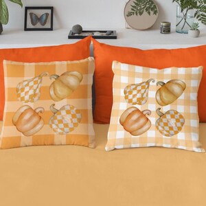 Plaid Pumpkin Pillow, Halloween Pumpkin Accent Throw, Thanksgiving Pumpkin Cushion, Rustic Autumn Pillow, Harvest Home Pumpkin Pillow