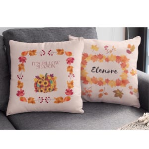 Autumn Pumpkin Pillow Farmhouse Decor Rustic Accent Throw Cushion Cream Square Decorative Cover Plaid Design Harvest Season Thanksgiving