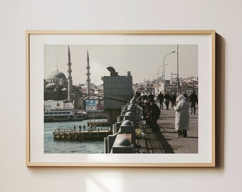 Fishing over the Bosporus - Fisherman's Reflections in Istanbul Art Print - Home Decoration - Digital Art - Wall Poster - Travel Art