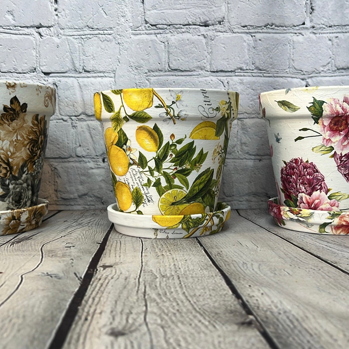 Hummingbird Handcrafted Terracotta Pots With Floral Inspired Decoupage Design - Etsy