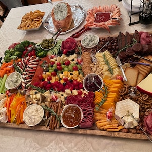 Large Wood Charcuterie Board handcrafted serving tray rustic cheese board farmhouse