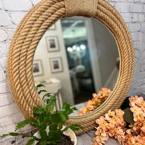 Jute Rope, Nautical Hampton Round Wall Mirror, rustic decor, farmhouse style, shabby chic, boho decor, beach cottage, wall art