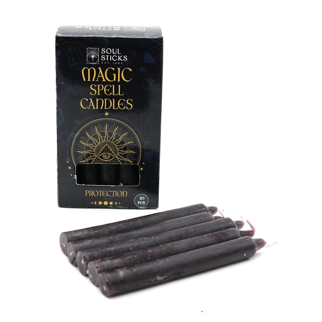 Black Color Protection Magic Spell Candle Chime Ritual Unscented ...