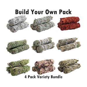 Build Your Own Pack! 4 Pack Sage Bundle Smudge Sticks with Smudging Guide