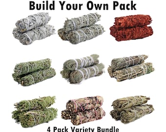 Build Your Own Pack! 4 Pack Sage Bundle Smudge Sticks with Smudging Guide