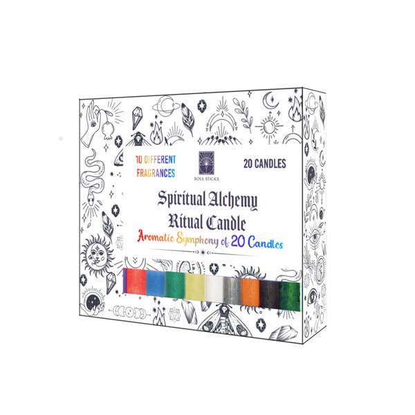 20 Pack 10 Fragrance Spiritual Alchemy 10 Color Assortment Ritual Candle Chime Scented Colored Witchcraft Candle Stick