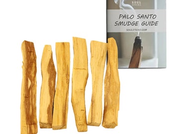 6 Pieces Fresh Palo Santo Sticks Holy Wood with Smudge Guide