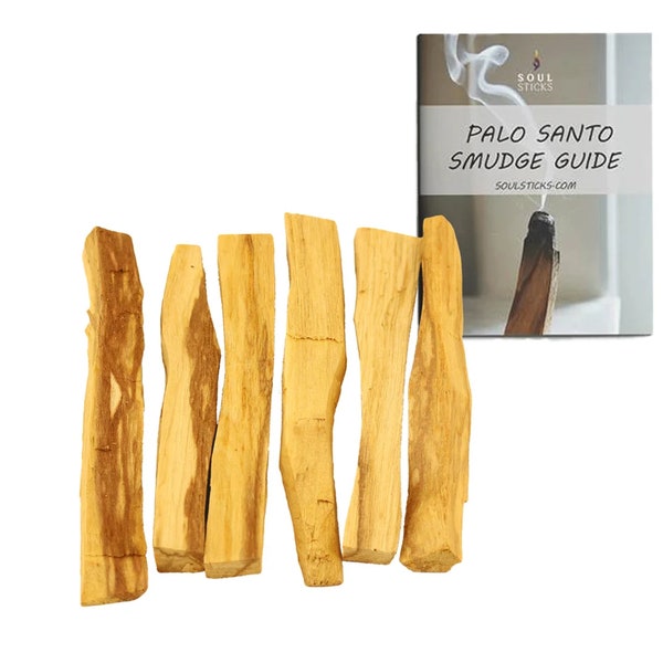 6 Pieces Fresh Palo Santo Sticks Holy Wood with Smudge Guide