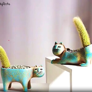 Ceramic Flower Pot Cute Cat Succulent Plant Pots Vase Simulation Animal Cartoon Pots Planters for Indoor Plants Home Decoration