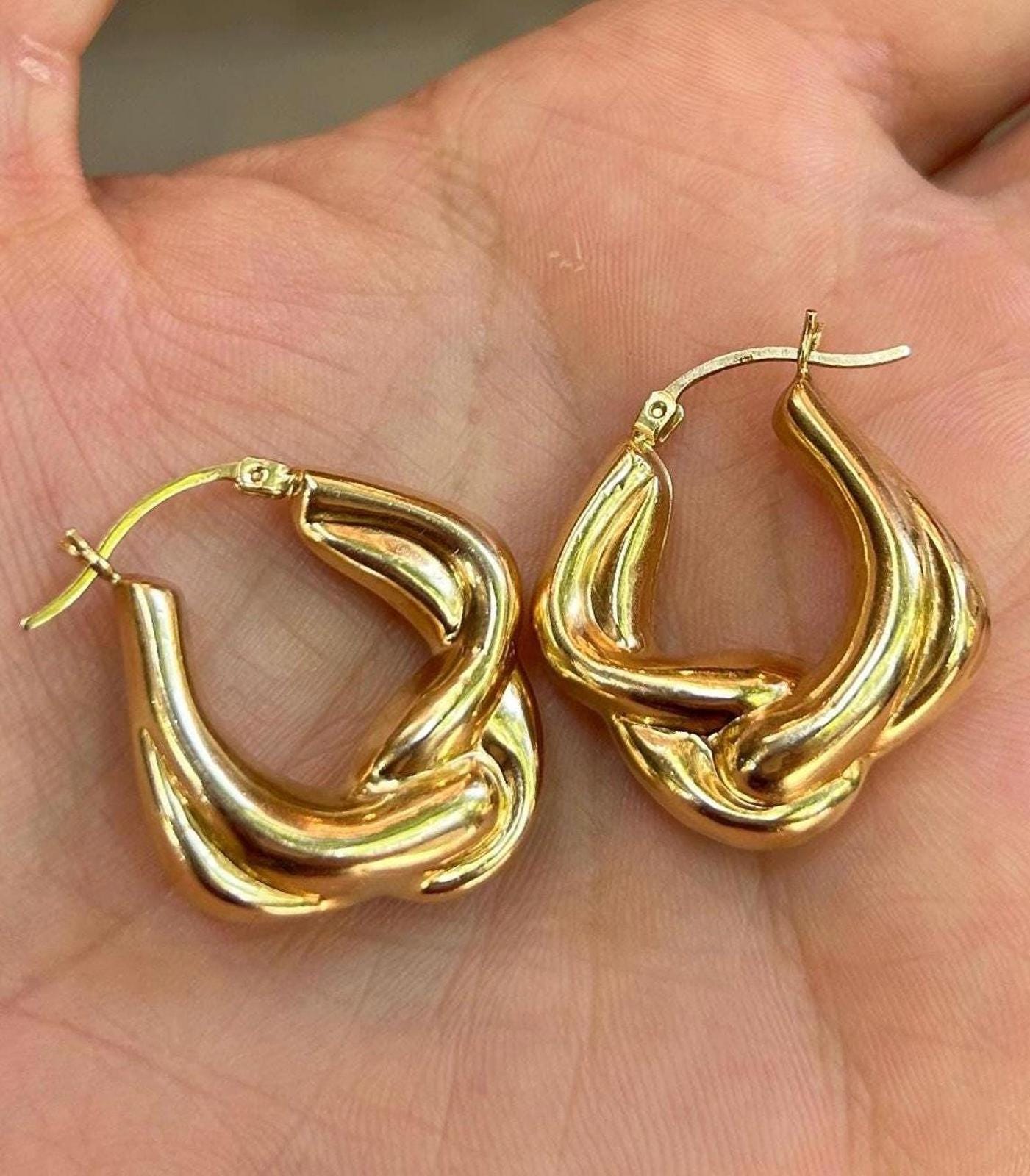 18k Saudi Gold Earrings - Etsy