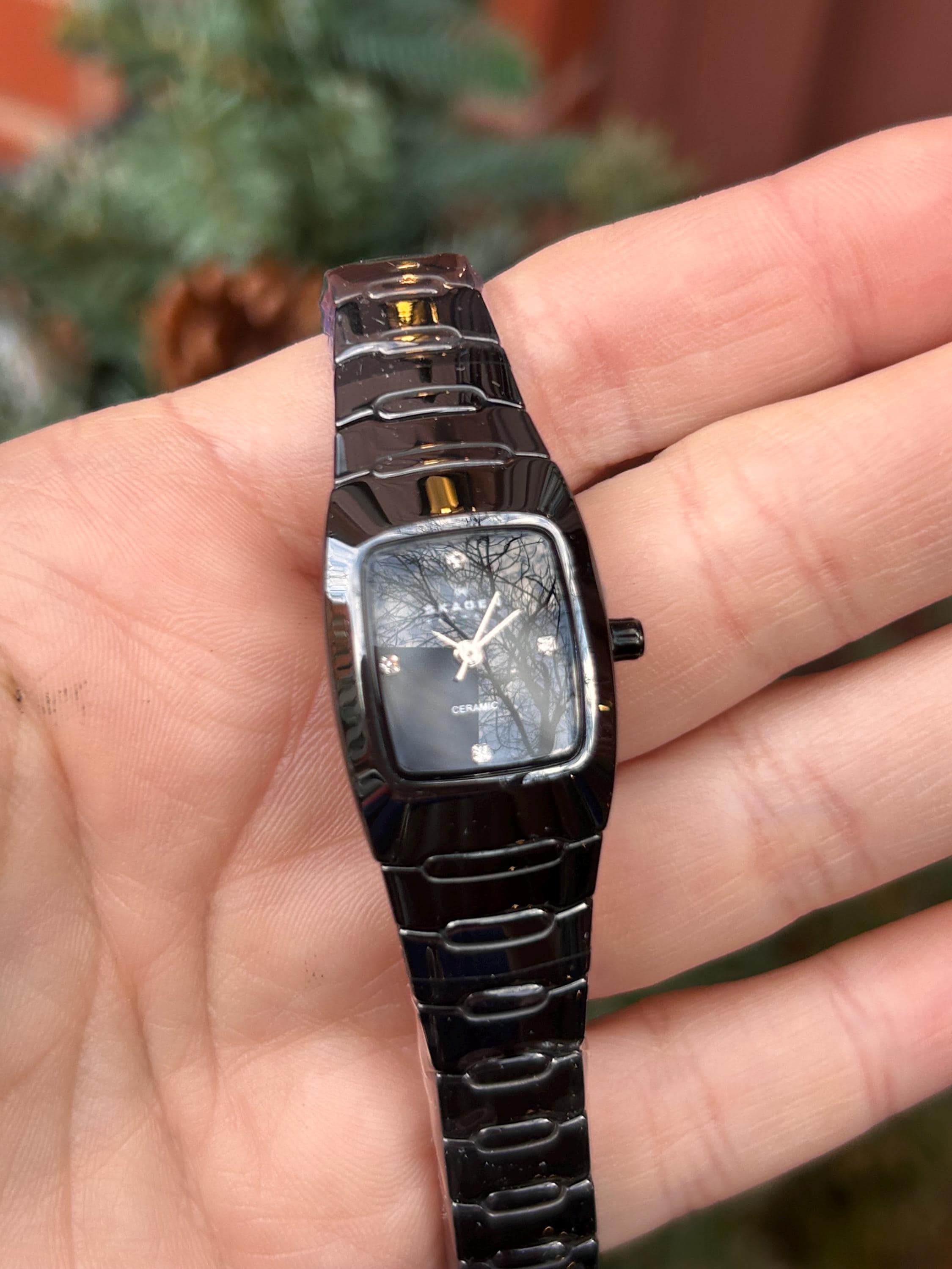 Skagen Black Ceramic Watch with Crystal Markers Skagen Ceramic Watch - Etsy main image 2