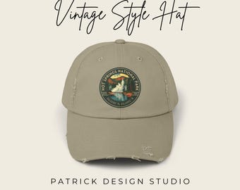Hot Springs National Park Distressed Hat - Vintage Style Cotton Twill Cap