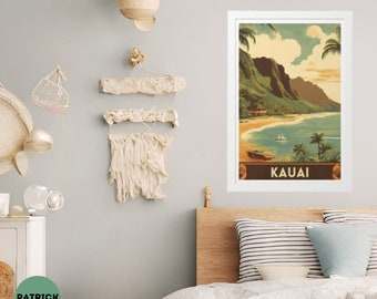 Kauai Print - Framed Hawaii Artwork | Kauai Art | Kauai Wall Art | 1940s Hawaiian | Beachy Pictures | Beachy Paintings | Beachy Art Print