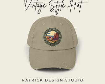 Arches National Park Distressed Baseball Hat - 100% Cotton Twill, Utah Adjustable Low Profile Hat, Vintage Style National Park Cap